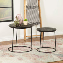 Load image into Gallery viewer, 2 Piece Nesting Table With Embossed Tops And Base - Black
