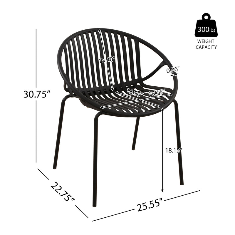 7 Piece Outdoor Modern Dining Set With Stackable Chairs
