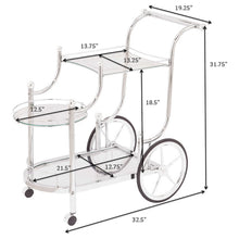 Load image into Gallery viewer, Reia - 3 Tier Cart With Casters &amp; Tempered Glass Design - Chrome
