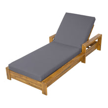 Load image into Gallery viewer, Chaise Lounge With Armrests, 2 Fold Cushion Set, 3 Position Adjustable Backrest, For Patio Pool - Dark Gray / Teak
