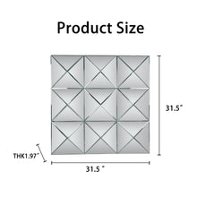 Load image into Gallery viewer, 3D Beveled Wall Mirror With Frame, Large Square Design For Living Room - Silver
