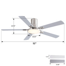 Load image into Gallery viewer, Flush Mount Ceiling Fans With LED Light And Remote Control, 5 Blades
