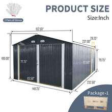 Load image into Gallery viewer, Outdoor Storage Shed Metal Garage Shed For Car, Bike, Lawnmower Backyard Tool House Building 2 Doors And 4 Vents - Black
