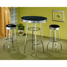 Load image into Gallery viewer, 3 Piece Round 1950S Bistro Pub Bar Table Set - Black
