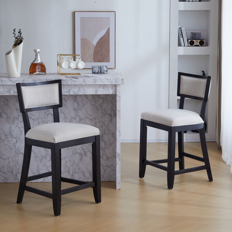 Upholstered Counter Height Bar Stools With Comfy Back (Set of 2)