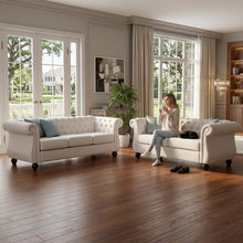 Load image into Gallery viewer, Chesterfield Button Tufted Loveseat With Rolled Arms
