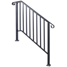 Load image into Gallery viewer, Handrails For Outdoor Steps, Fit 2 Or 3 Steps Outdoor Stair Railing, Wrought Iron Handrail, Flexible Porch Railing, Transitional Handrails For Concrete Steps Or Wooden Stairs
