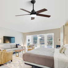 Load image into Gallery viewer, Low Profile Ceiling Fan With Reversible DC Motor, Remote Control, LED Light - Black
