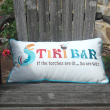 Load image into Gallery viewer, Rightside Design - Tiki Bar Embroidered Indoor/Outdoor Lumbar Pillow

