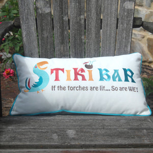 Rightside Design - Tiki Bar Embroidered Indoor/Outdoor Lumbar Pillow