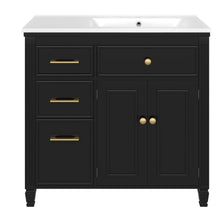 Load image into Gallery viewer, Bathroom Vanity With Sink, 1 Tip Out Drawer, 3 Side Drawers, Adjustable Shelf
