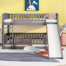 Load image into Gallery viewer, Low Bunk Bed With Slide, Fence And Ladder
