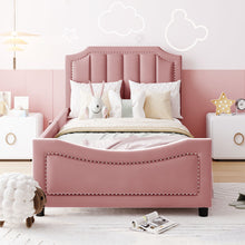 Load image into Gallery viewer, Upholstered Daybed With Classic Stripe Shaped Headboard
