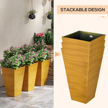 Load image into Gallery viewer, Outsunny - Outdoor Planters (Set of 3) Large Taper Planters With Drainage Holes And Plug, Faux Wood Plastic Flower Pots For Outdoor, Indoor, Garden, Patio

