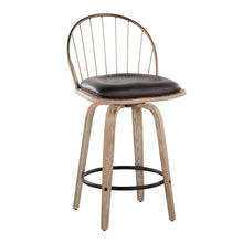 Load image into Gallery viewer, Riley - Farmhouse Fixed Height Counter Stool Round Footrest With Removable Cushion (Set of 2) - White Washed / Antique Copper / Brown
