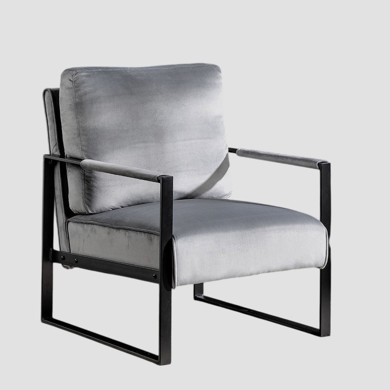 Accent Chair With Durable Square Frame, Armchair Upholstery - Gray