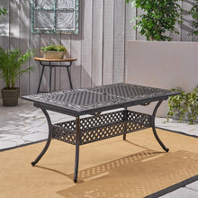 Load image into Gallery viewer, Outdoor Extendable Aluminum Dining Table With Pattern Table Top And Curved Legs - Copper
