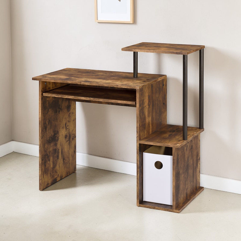 Lyphre - Computer Desk - Weathered Oak / Black