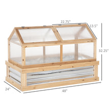 Load image into Gallery viewer, Outsunny - Raised Garden Bed With Polycarbonate Greenhouse, Wooden Garden Cold Frame Greenhouse, Flower Planter Protection, 48" x 24" x 32" - Natural
