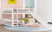 Load image into Gallery viewer, Low Bunk Bed With Slide, Fence And Ladder
