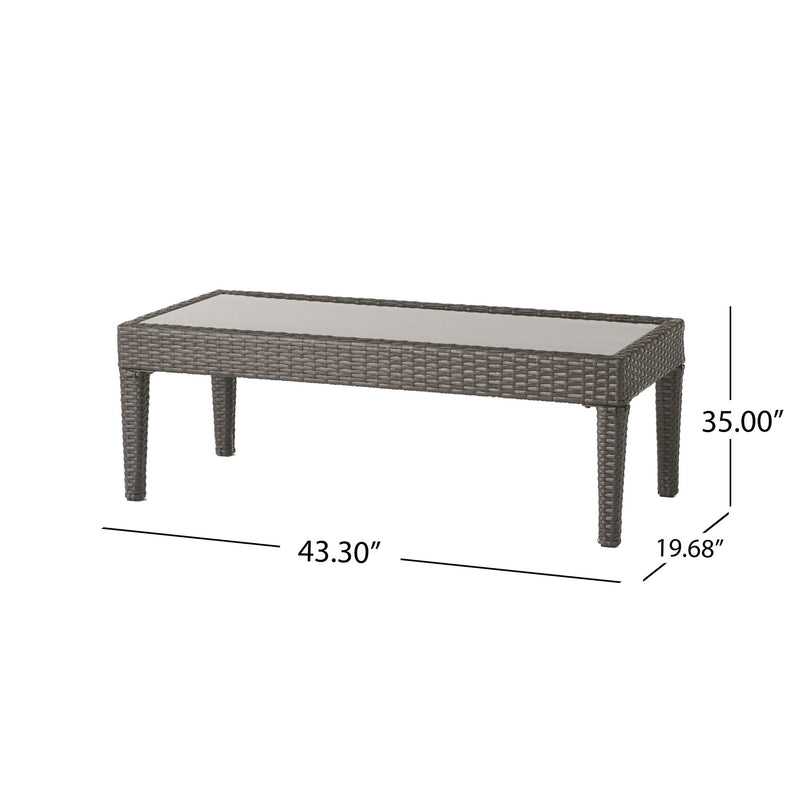 Contemporary Antibes Loveseat & Table Set Outdoor - Gray