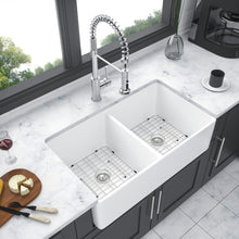 Load image into Gallery viewer, Double Bowl Apron Front Kitchen Sink 32", Sturdy And With Scratch Resistant - White

