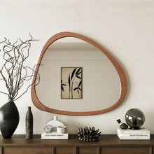 Load image into Gallery viewer, Asymmetrical Wall Mirror Wooden Framed Mirror Large Sized Dressing Mirror, For Living Room, Bedroom, Bathroom, Hallway Or Entry Way - Natural Wood
