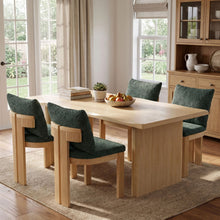 Load image into Gallery viewer, 5 Piece Indoor Dining Set With Fluted Table Upholstered Chairs - Green / Natural
