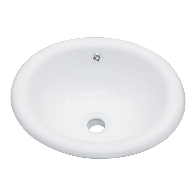Semi Recessed Bathroom Sink With Countertop Vessel Design, 17" X 15.5" - White