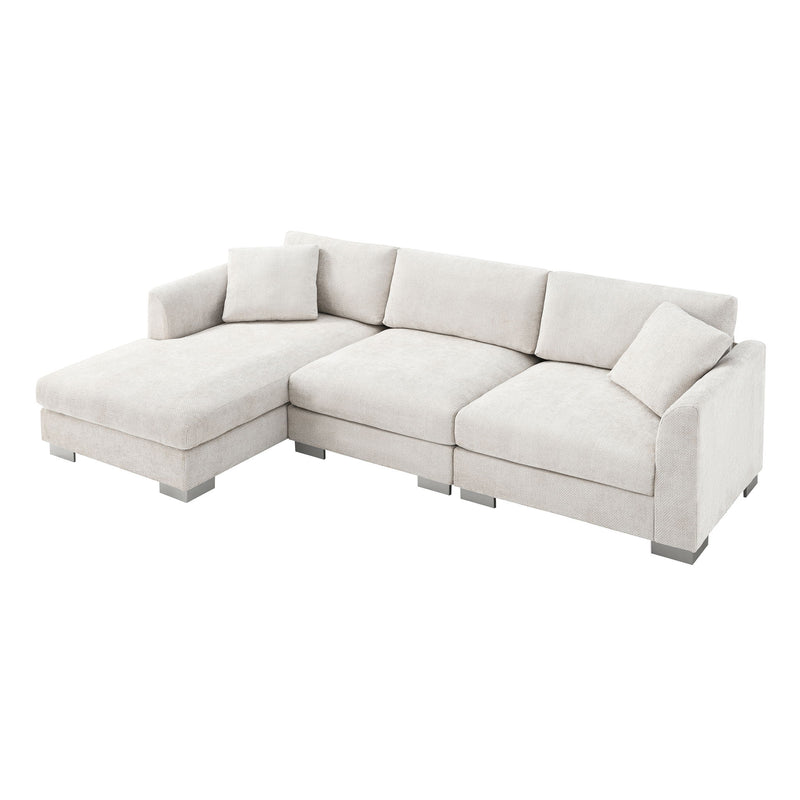 Modern Cloud Sectional Sofa L Shaped Luxury Couch Set With 2 Free Pillows 4 Seat With Oversized Chaise