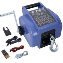 Load image into Gallery viewer, Reversible Electric 12V Trailer Winch For Boats Up To 5000 Lbs, Galvanized Wire Rope Casing - Blue
