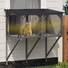 Load image into Gallery viewer, Premium Cat Window Box With Bug Proof Net For Large Indoor Cats Spruce Wood &amp; Polyester - Antique Gray
