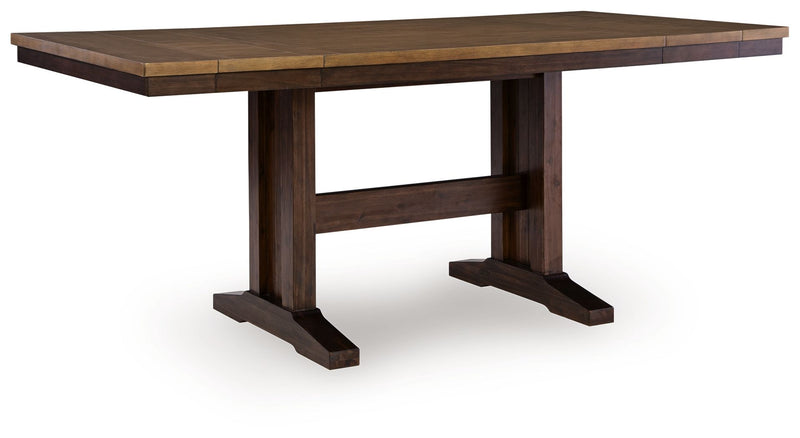 Rylandeen - Rectangular Dining Room Counter Height Extension Table - Light Brown / Dark Brown