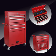 Load image into Gallery viewer, 8 Drawer Rolling Tool Chest With 2 In 1 Detachable Top Box, Lockable Wheels
