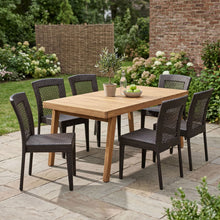 Load image into Gallery viewer, 7 Piece Outdoor Patio Dining Set With Table &amp; 6 Chairs - Brown / Brown Multi
