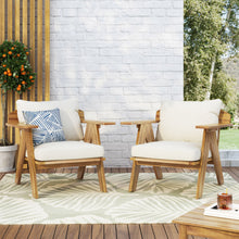 Load image into Gallery viewer, Outdoor Acacia Wood Club Chairs With Cushions (Set of 2) - Teak / Beige
