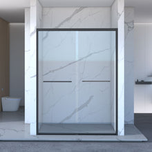 Load image into Gallery viewer, Frame Double Sliding Shower Door, Bypass Bathroom Sliding Door With Premium Clear Tempered Glass, Hardware Sliding Glass Shower Enclosure - Matte Black
