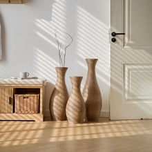 Load image into Gallery viewer, 3 Piece Artificial Rattan Floor Vase Set Decorative Accent For Living Room, Hallway &amp; Entryway, Ideal For Dried Or Silk Flower Arrangements - Beige
