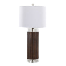 Load image into Gallery viewer, Cylinder - Fluted Contemporary Table Lamp (Set of 2) - Brown / Clear / White
