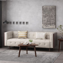 Load image into Gallery viewer, Contemporary Mid-Century Charm 3 Seater Sofa With Button Tufted Waffle Stitching
