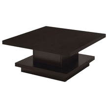 Load image into Gallery viewer, Square Coffee Table With Geometric Design And Storage Shelf - Cappuccino
