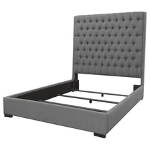 Load image into Gallery viewer, California King Upholstered Panel Bed With Tufted Headboard - Gray
