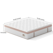 Load image into Gallery viewer, 14", Firm Hybrid Mattress, Gel Memory Foam &amp; Pocket Springs, Pressure Relief, Motion Isolation, Ergonomic Bed - White - King
