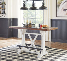 Load image into Gallery viewer, Valebeck - Rectangular Dining Room Counter Table - White / Brown
