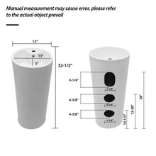 Load image into Gallery viewer, 15" Pedestal Sink With Space Saving Design, Smooth Non Porous Surface For Powder Rooms - White
