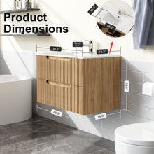Load image into Gallery viewer, 30" Wall Mounted Bathroom Vanity With Sink, Soft Close System, And Spacious Drawers - Walnut
