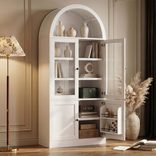 Load image into Gallery viewer, Tall Arched Top Storage Cabinet With 5 Tier Shelves, Soft Close Hinges
