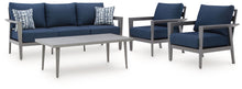 Load image into Gallery viewer, Gali - Sofa / Chairs / Table Set (Set of 4) - Gray / Blue
