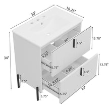 Load image into Gallery viewer, Fluted Bathroom Vanity With Ceramic Sink, Freestanding Design
