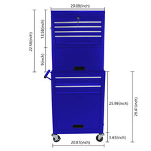 Load image into Gallery viewer, 6 Drawer Lockable Tool Cabinet On Wheels, Steel Rolling Tool Chest With Detachable Toolbox
